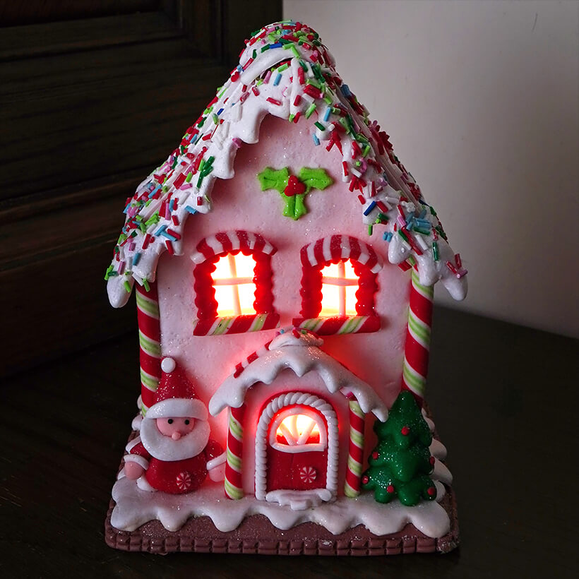 Santa Gingerbread LED House