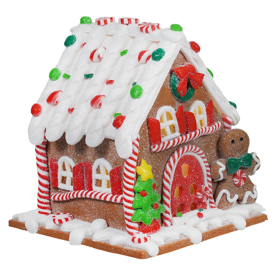 LED Gingerbread House With Gingerbread Man Table Piece