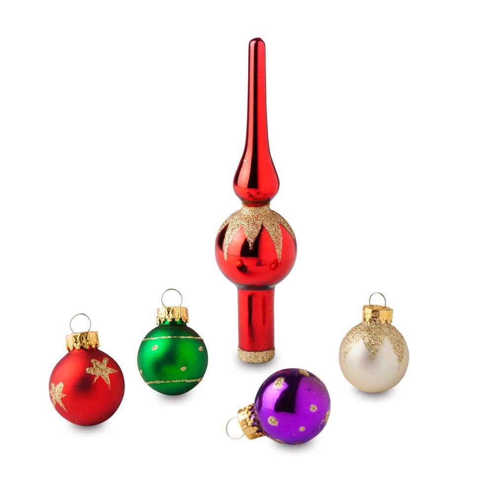Mini Multicolor Finial and Ball Ornament Set/15