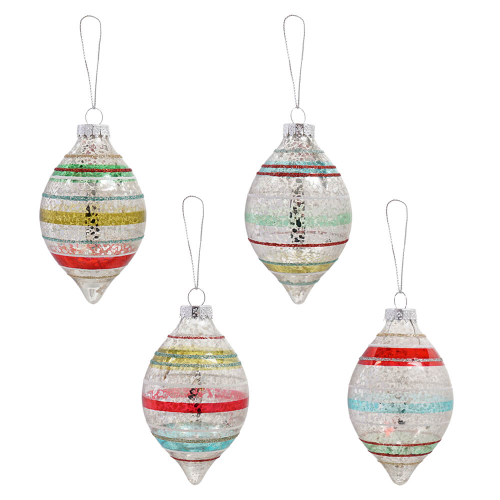 Early Years Glass Reflector Drop Boxed Ornaments Set/4