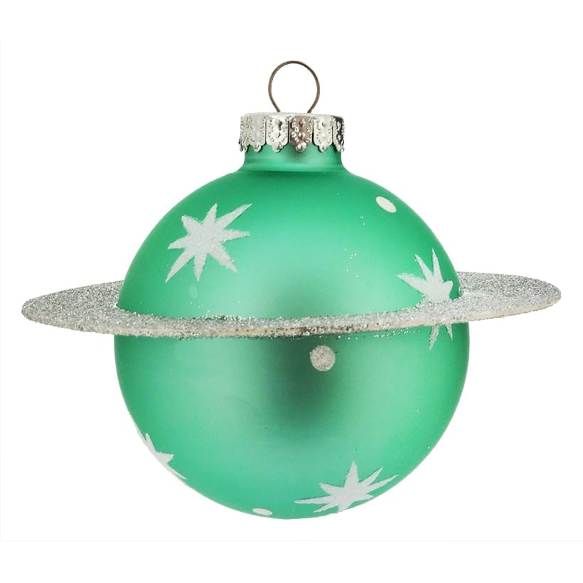 Aqua Saturn & Ring Ball Ornament