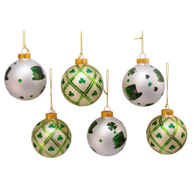 Irish Glass Ball Ornaments Set/6