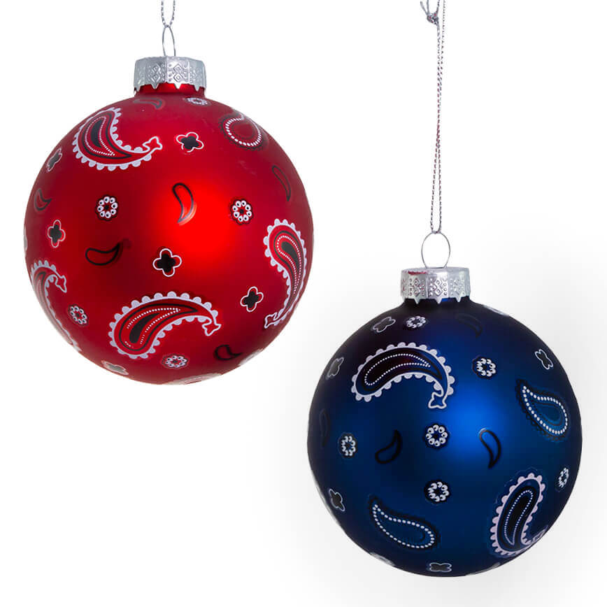 Bandana Style Glass Ball Ornaments Set/6