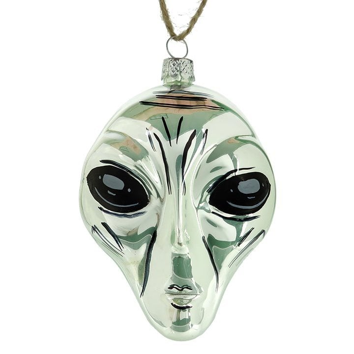 Silver Alien Face Ornament