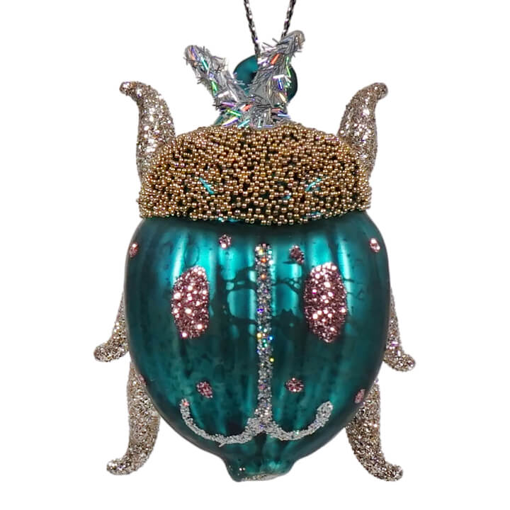 Green, Gold & Silver Pastel Beetle Ornament