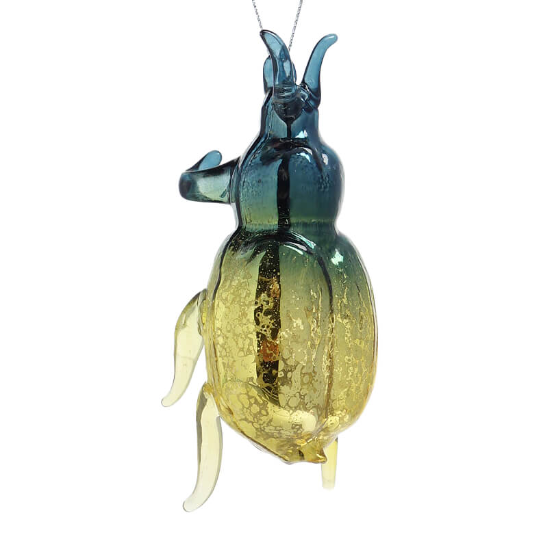 Bright Blue & Gold Beetle Ornament
