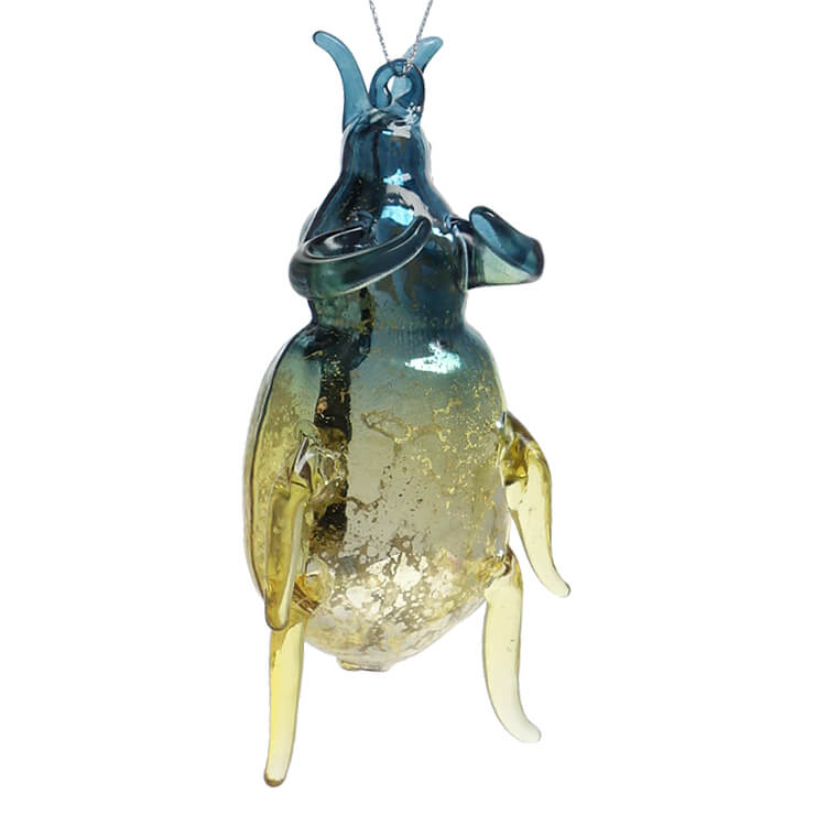 Bright Blue & Gold Beetle Ornament
