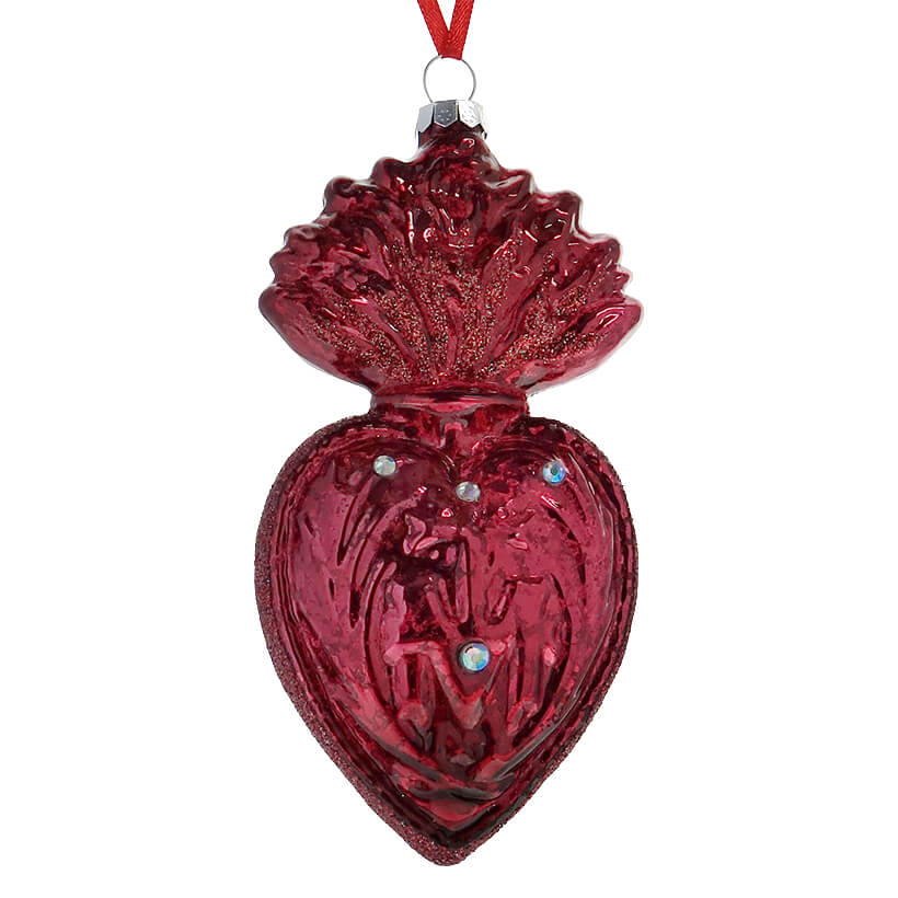 Bright Red Sacred Heart Ornament