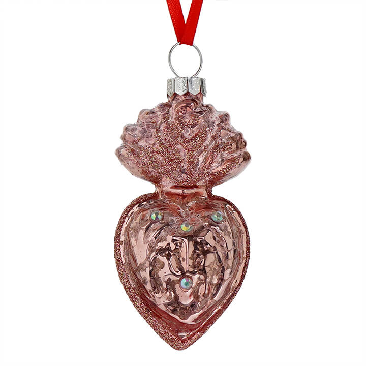 Pink Jeweled Sacred Heart Ornament