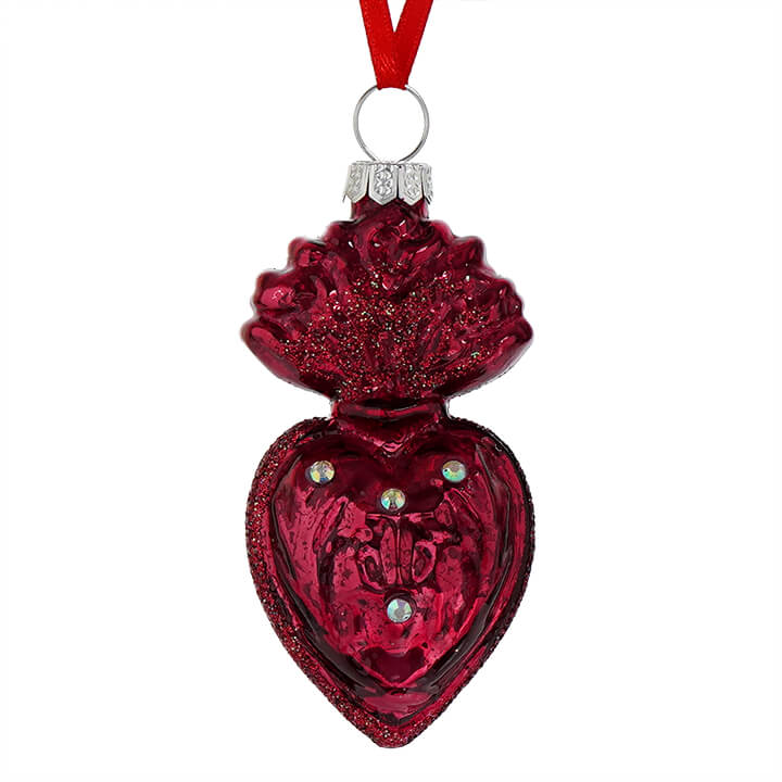 Red Jeweled Sacred Heart Ornament