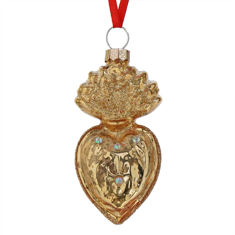 Gold Jeweled Sacred Heart Ornament