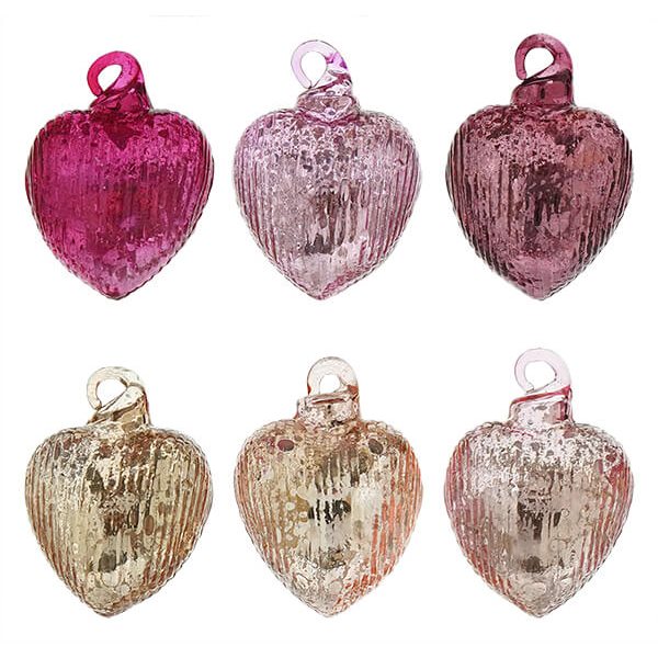 Small Heartfelt Striped Ornaments Set/6