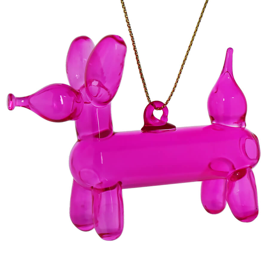 Pink Balloon Pup Ornament