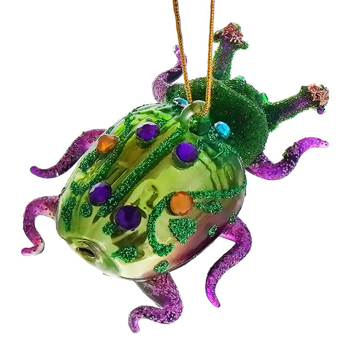 Glittered Jeweled Forest Floor Bug Ornament