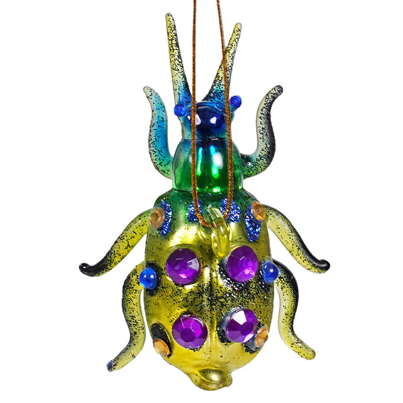 Lime Green Horned Tiny Beetle Ornament