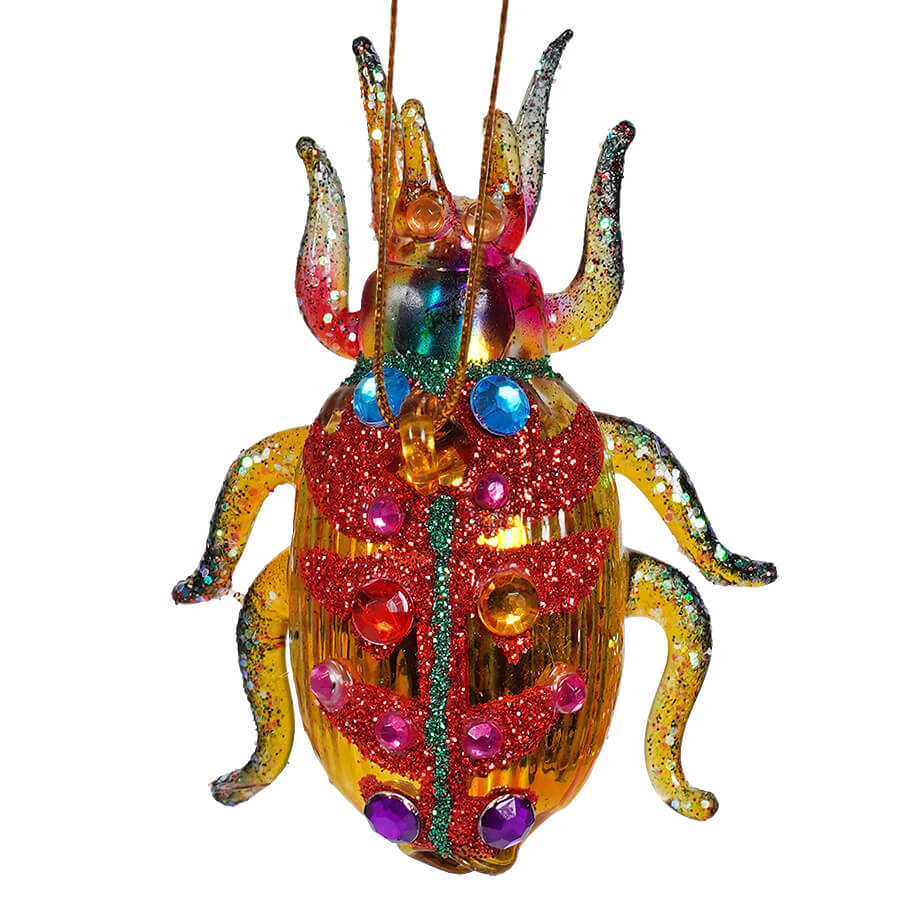 Gold & Red Horned Tiny Beetle Ornament