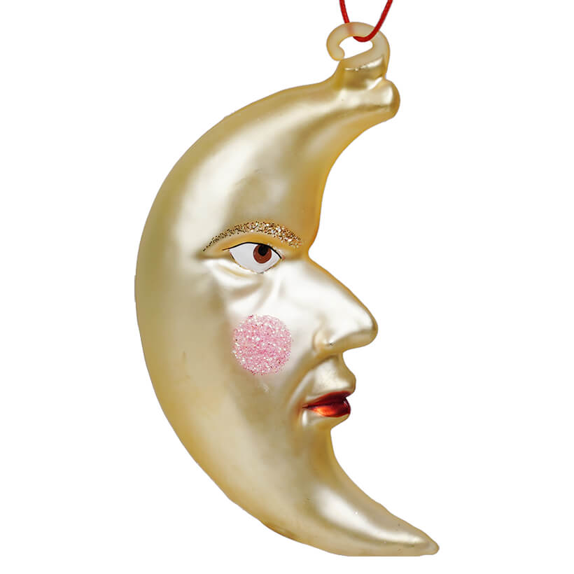 Vintage Gold Man In The Moon Ornament