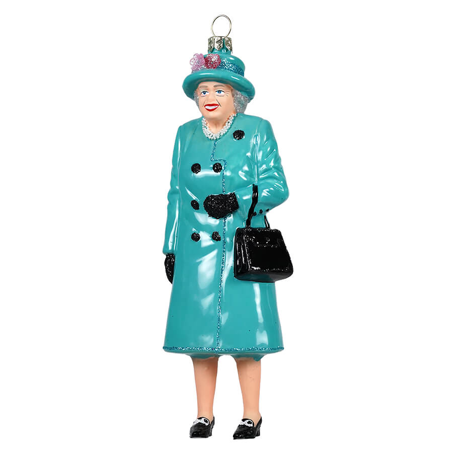 Queen Elizabeth Wearing Turquoise Peacoat Ornament