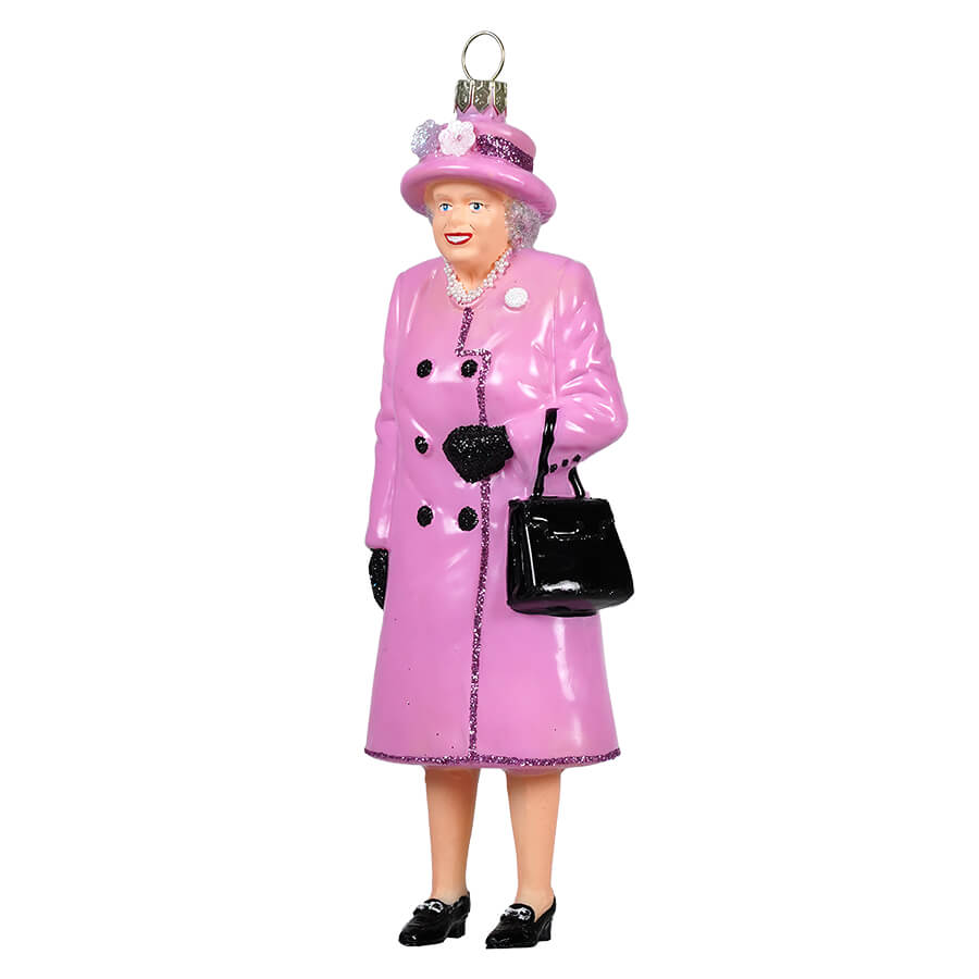 Queen Elizabeth Wearing Pink Peacoat Ornament