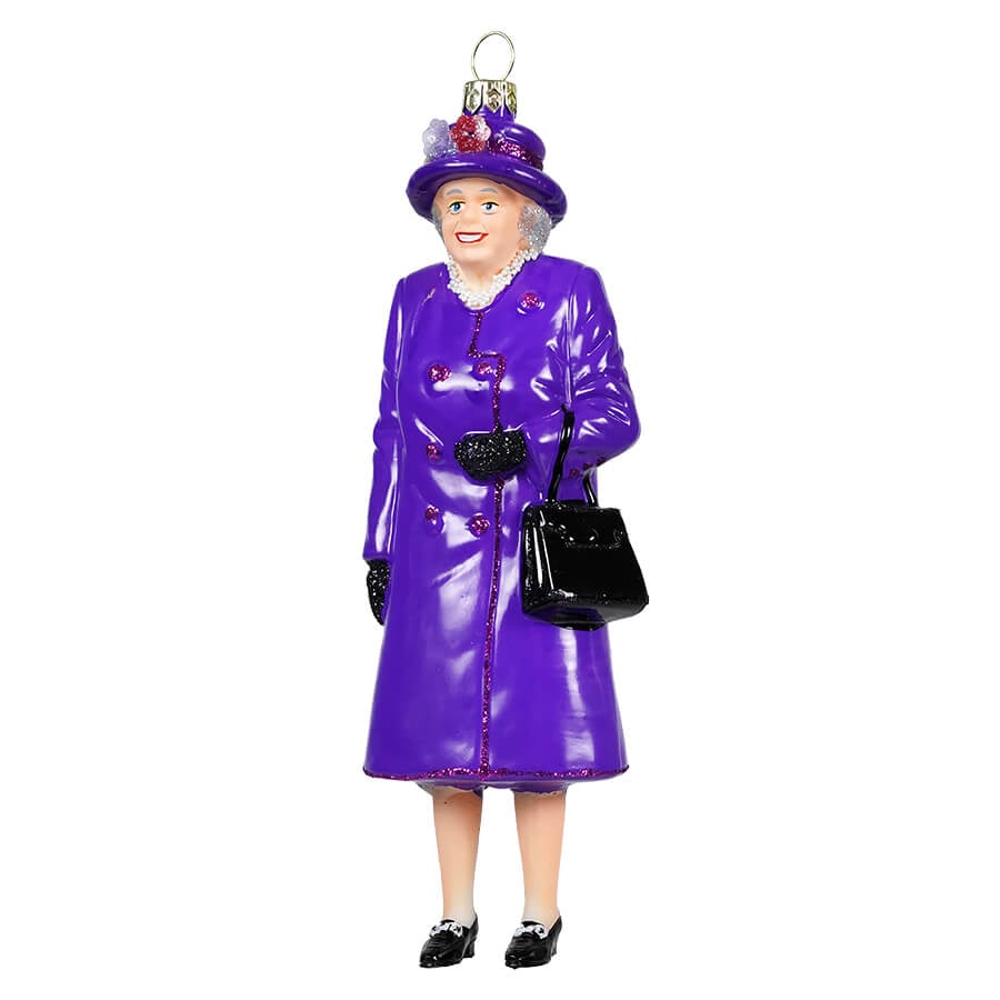 Queen Elizabeth Wearing Purple Peacoat Ornament
