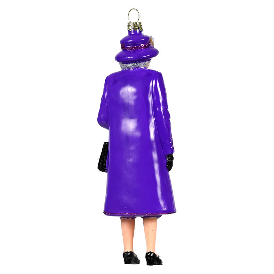 Queen Elizabeth Wearing Purple Peacoat Ornament