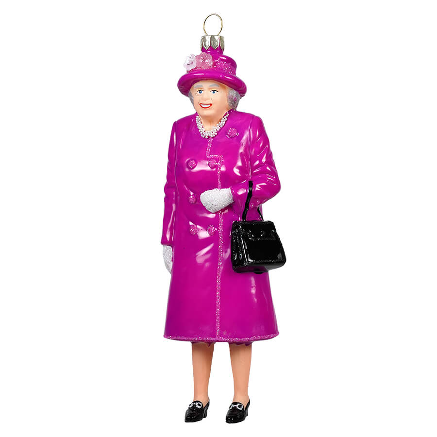 Queen Elizabeth Wearing Dark Pink Peacoat Ornament