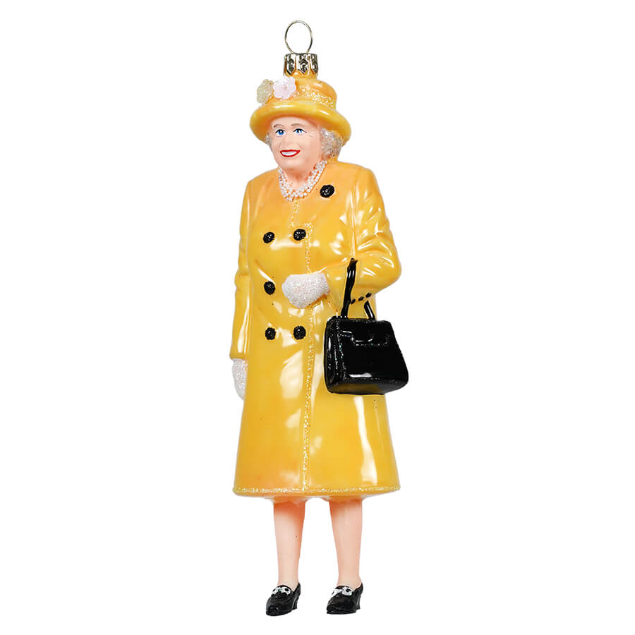 Queen Elizabeth Wearing Yellow Peacoat Ornament