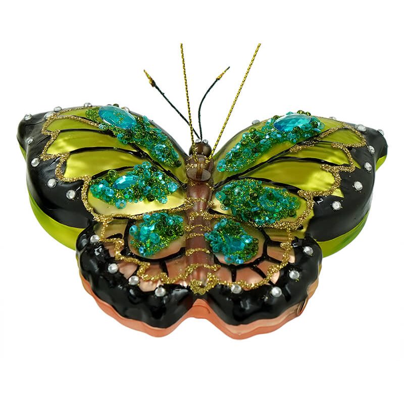 Green Jeweled Butterfly Ornament