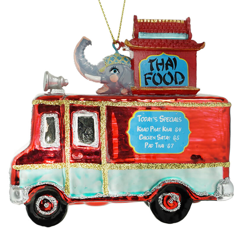 Glass Thai Food Truck Ornament