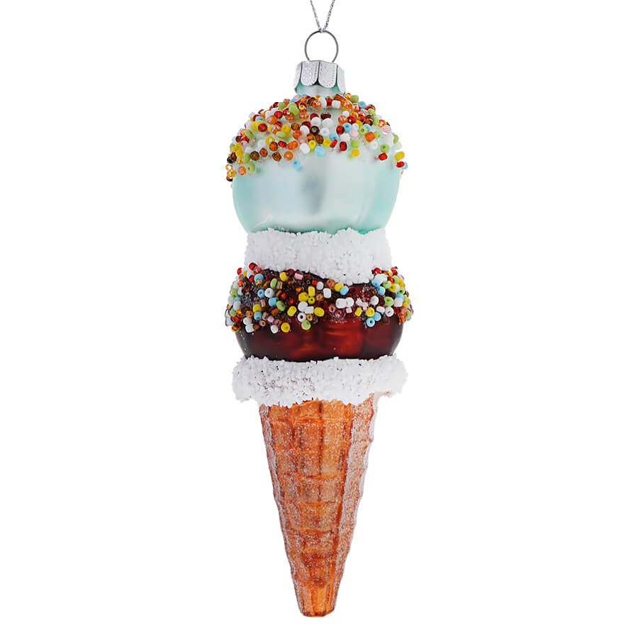 Blue Ice Cream Cone Ornament