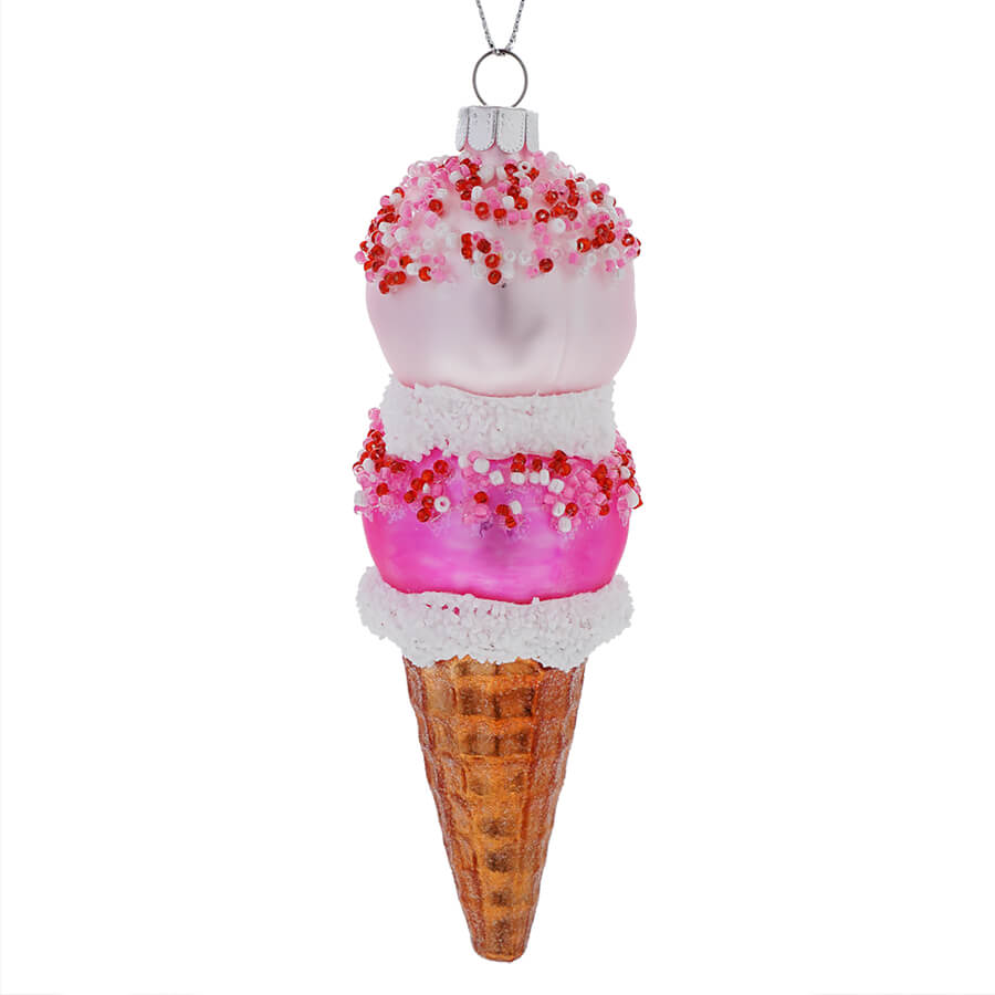 Pink Ice Cream Cone Ornament
