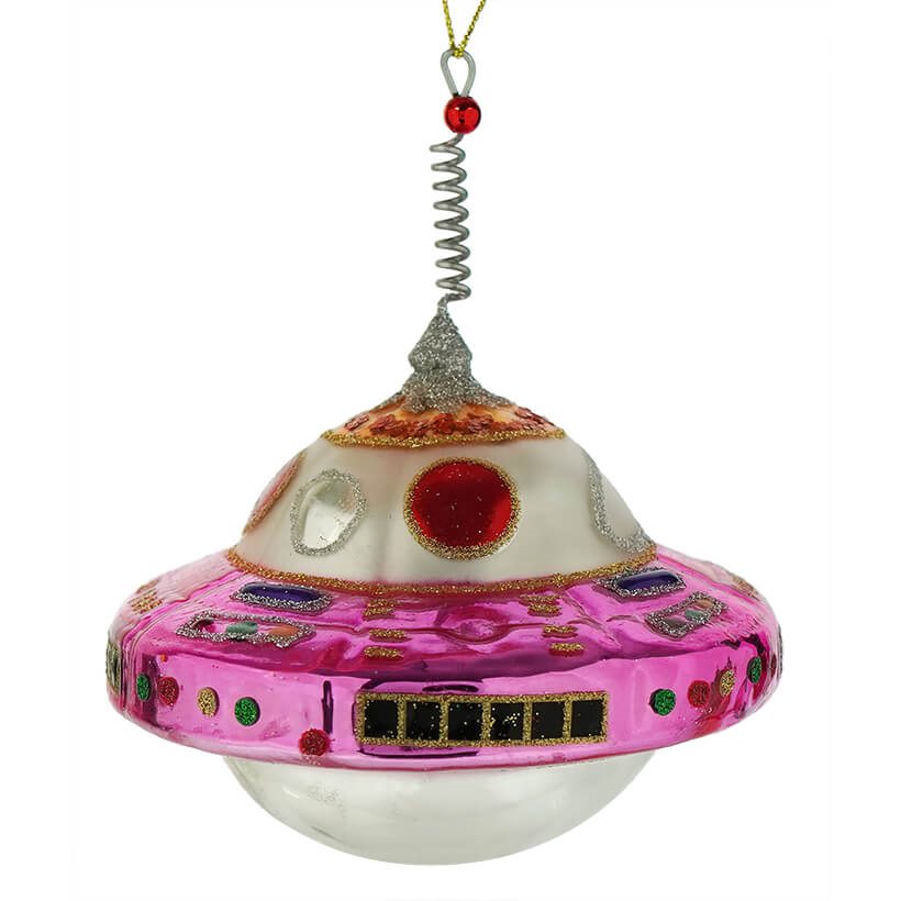 Pink UFO Ornament