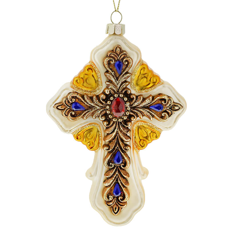 Gold Glass Cross Ornament
