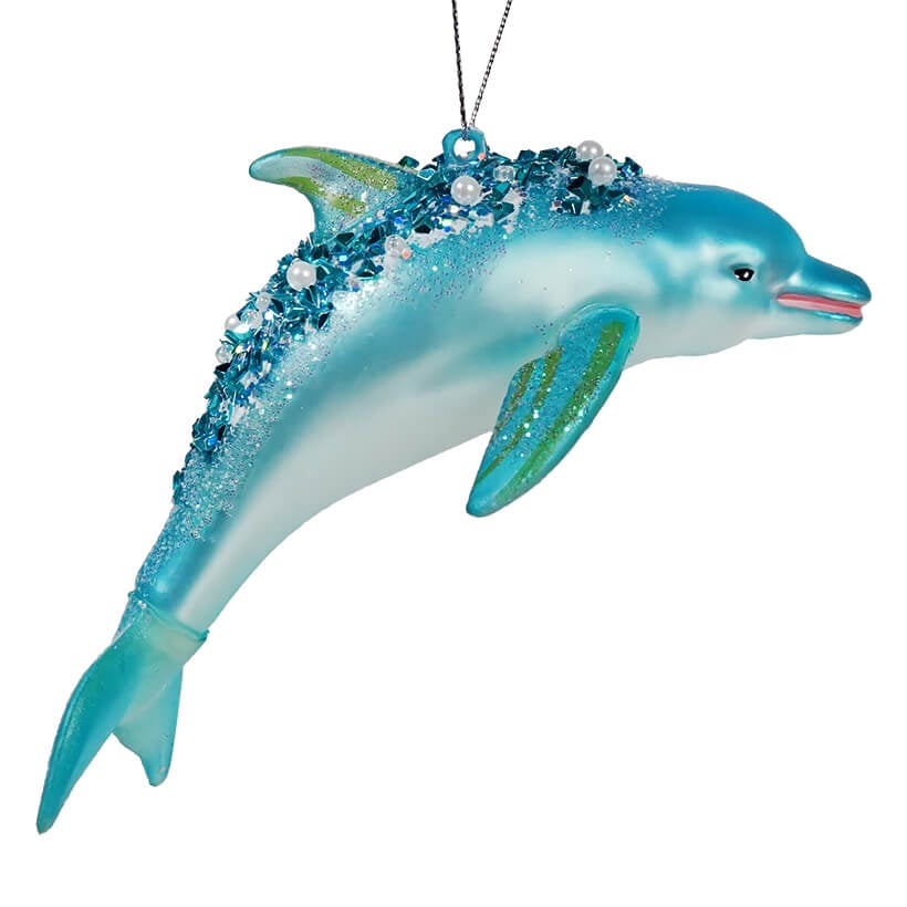 Blue Sparkling Dolphin Ornament