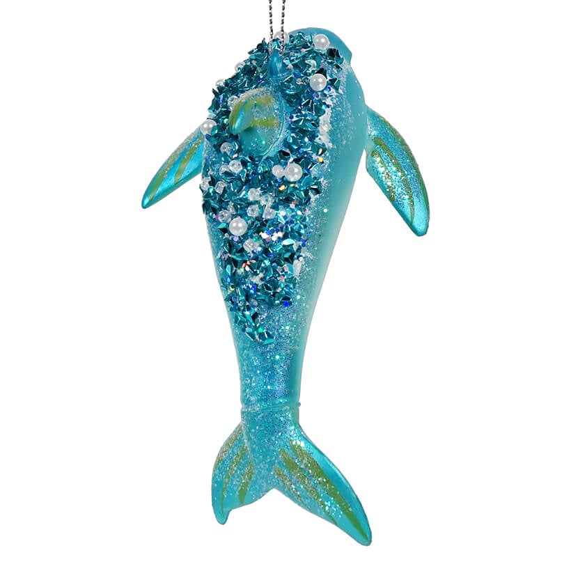 Blue Sparkling Dolphin Ornament