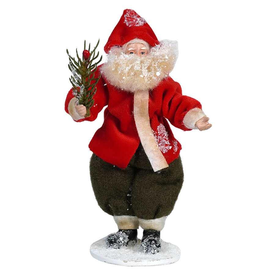 Red Coat Glittered Vintage Santa In Trousers