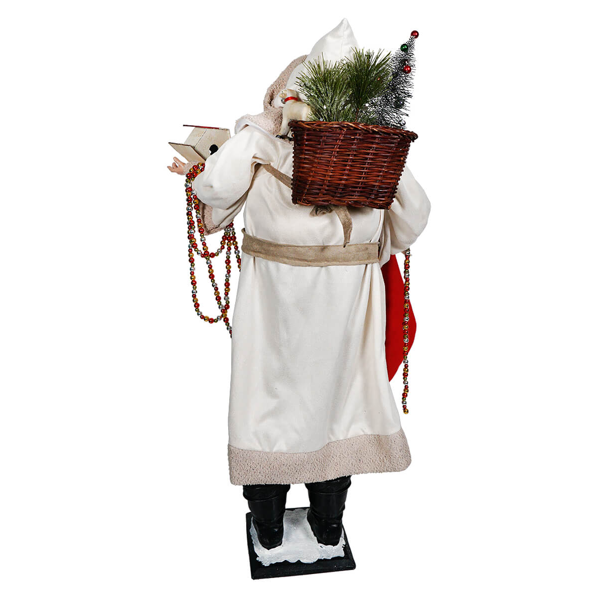 Beige Coat Vintage Santa Bearing Gifts