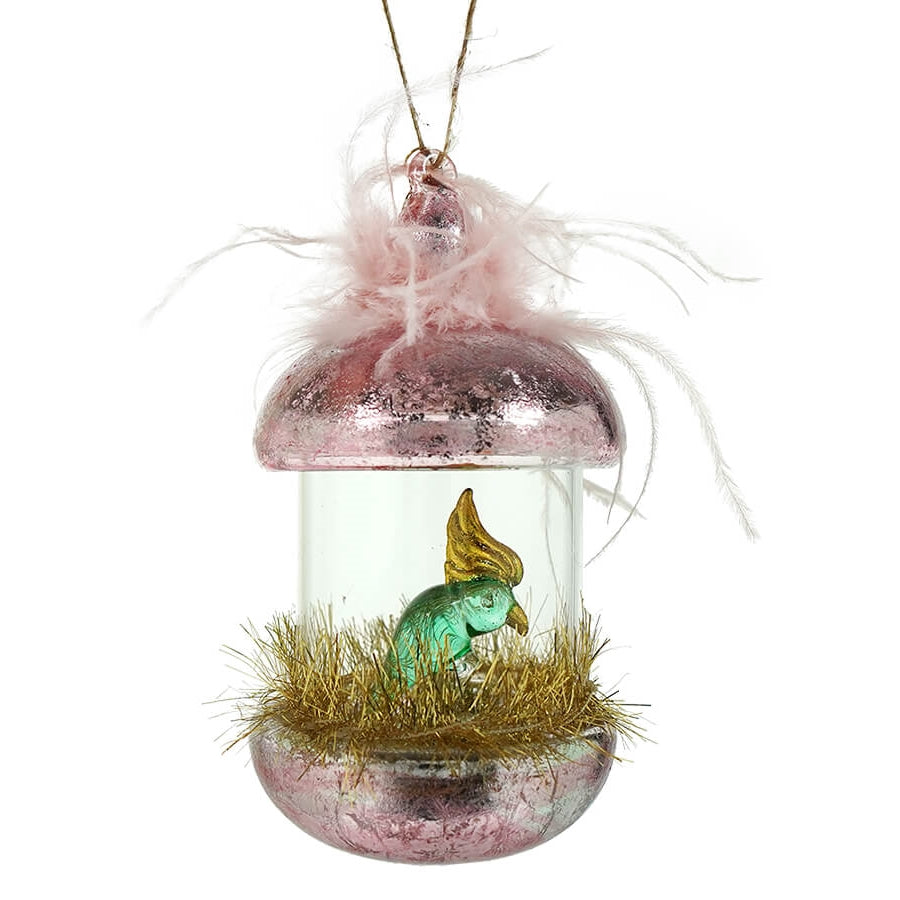 Pink Parrot Cage Ornament
