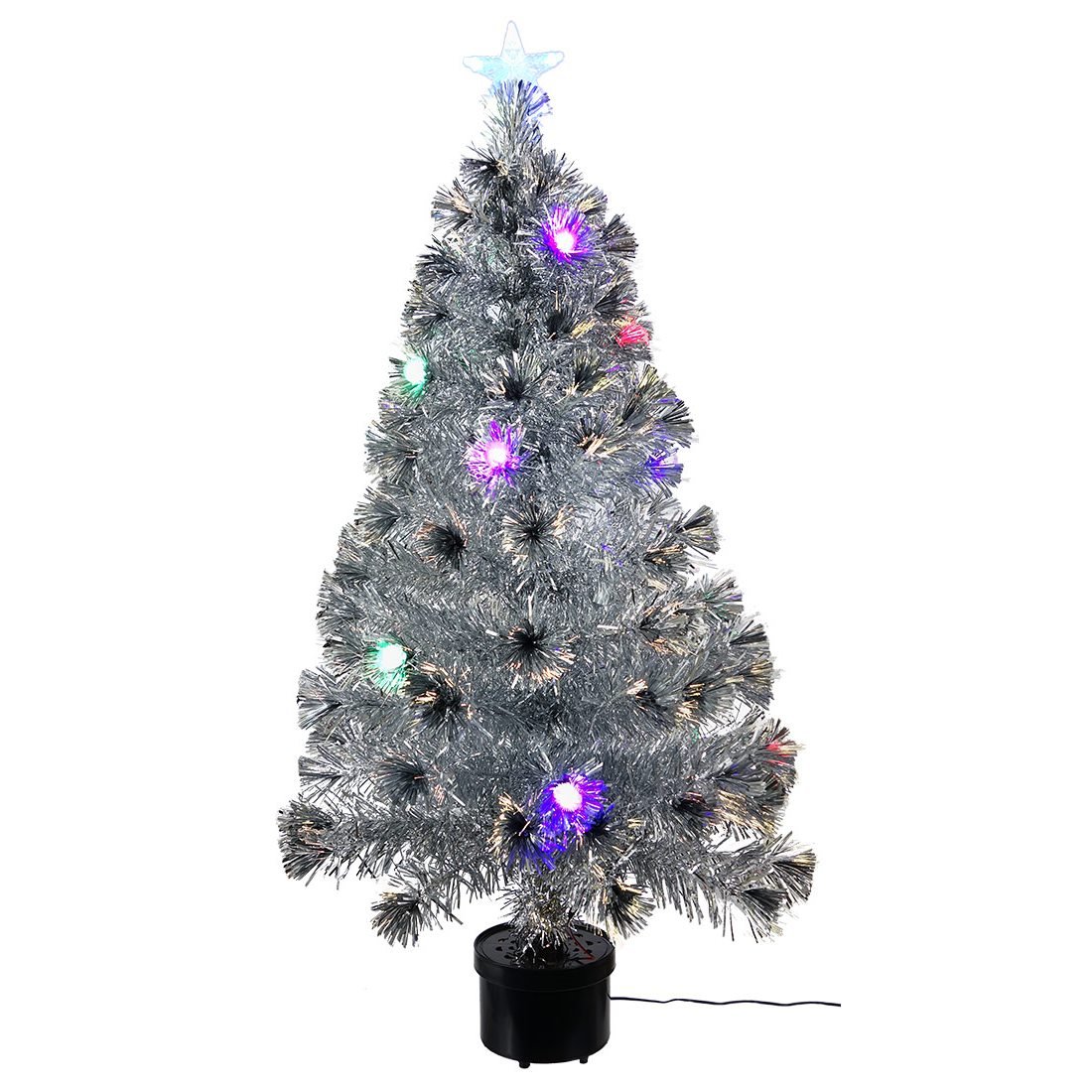 Silver Tinsel Tree with LED Multi-Colored Lights