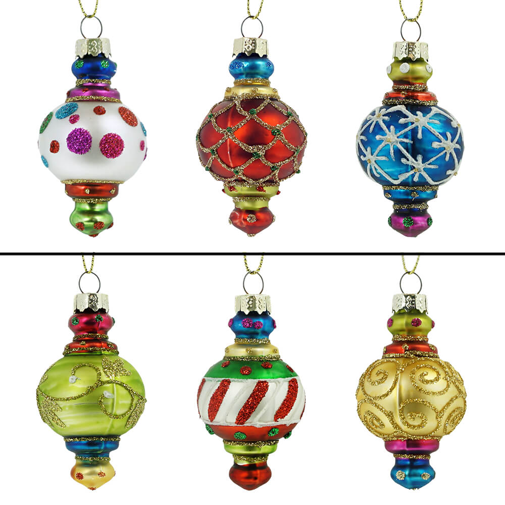 Colorful Ornate Ornaments Set/6