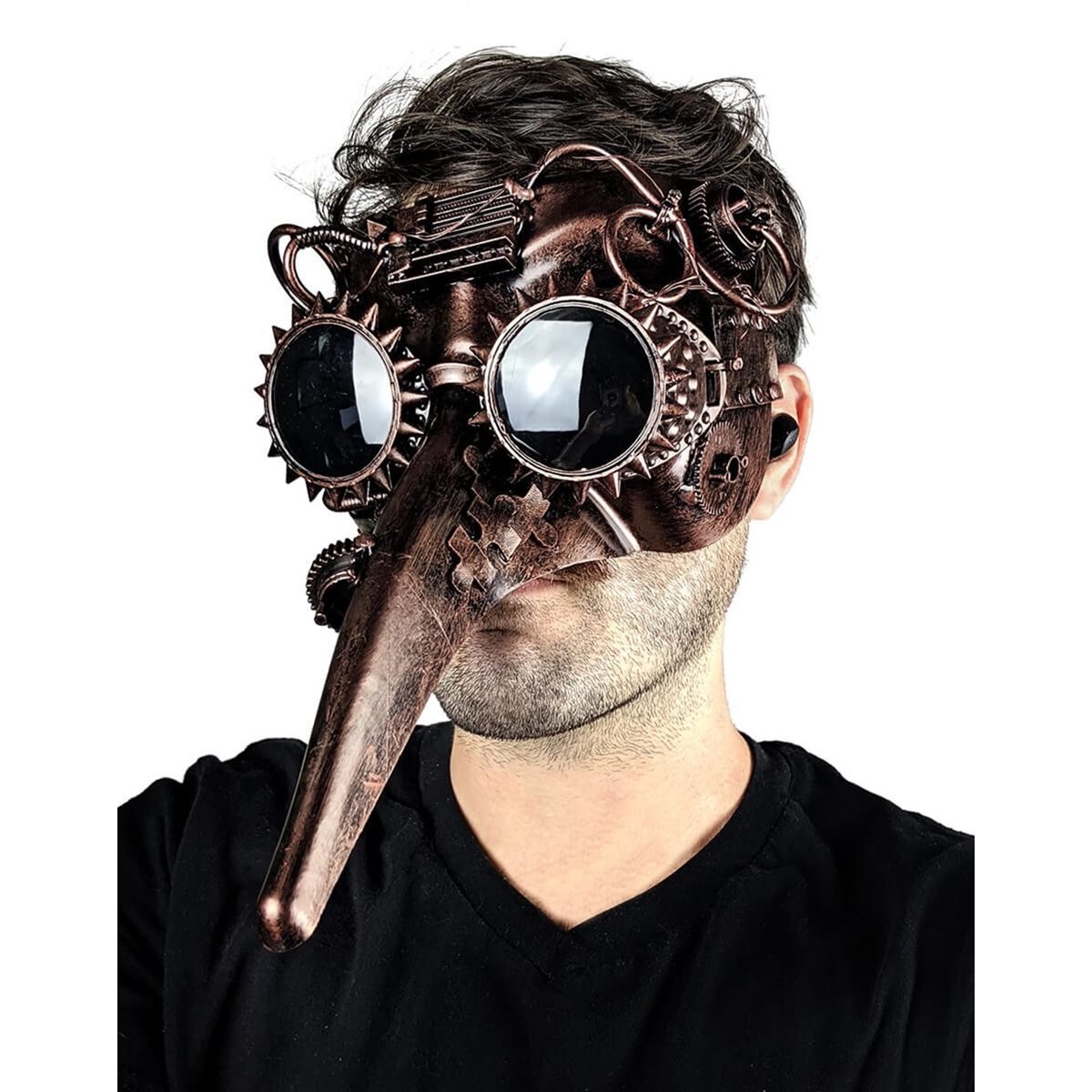Lighted Bronze Steampunk Plague Doctor Mask