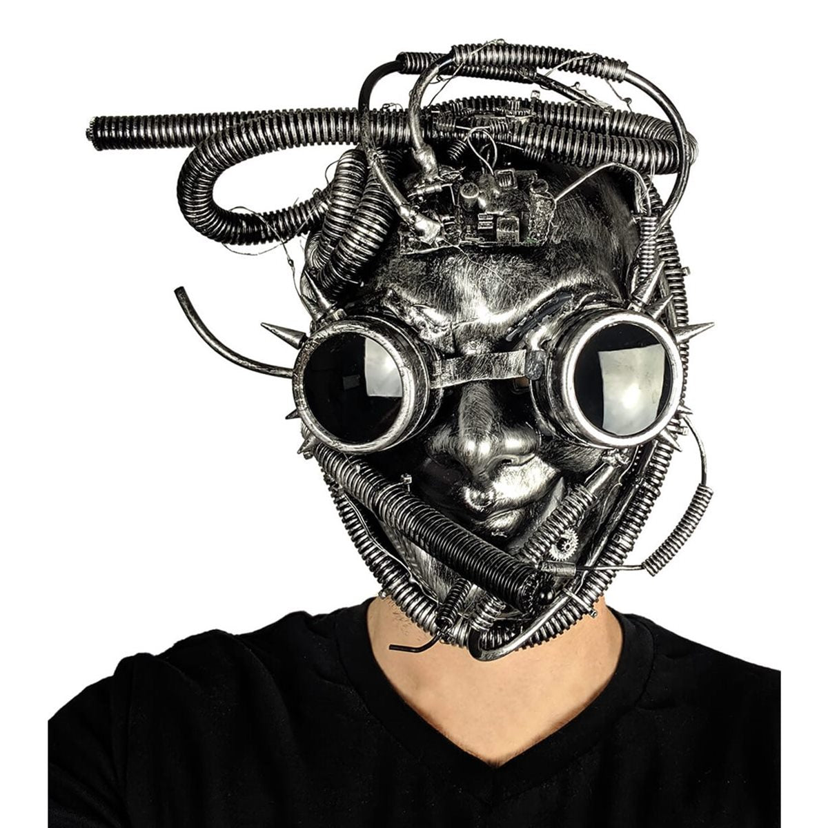 Lighted Silver Steampunk Mask