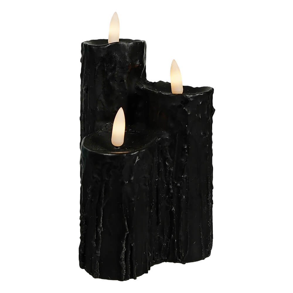Light Up Black Wax Candle Cluster