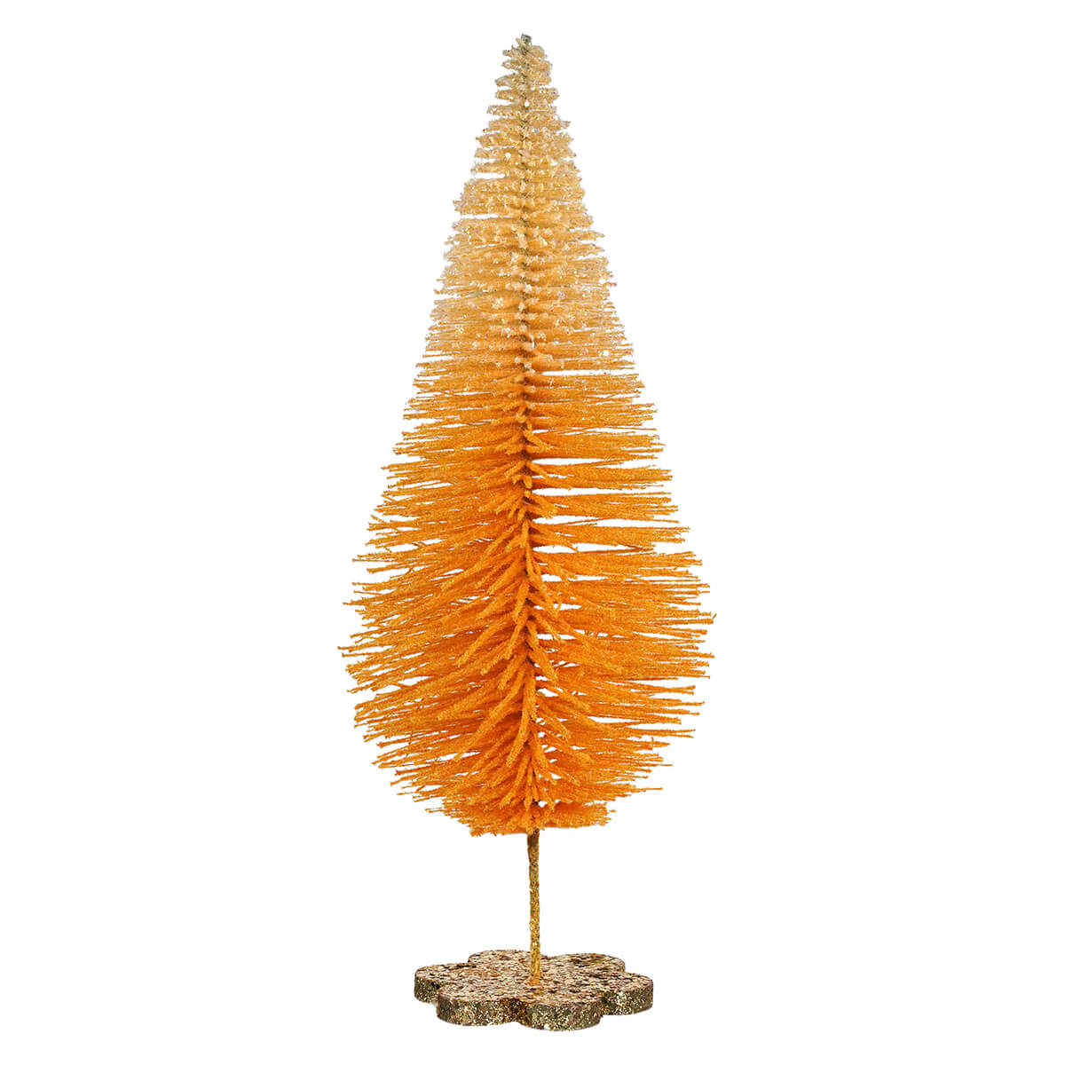 Orange Flocked Spiraled Tree With Gold Glittered Base