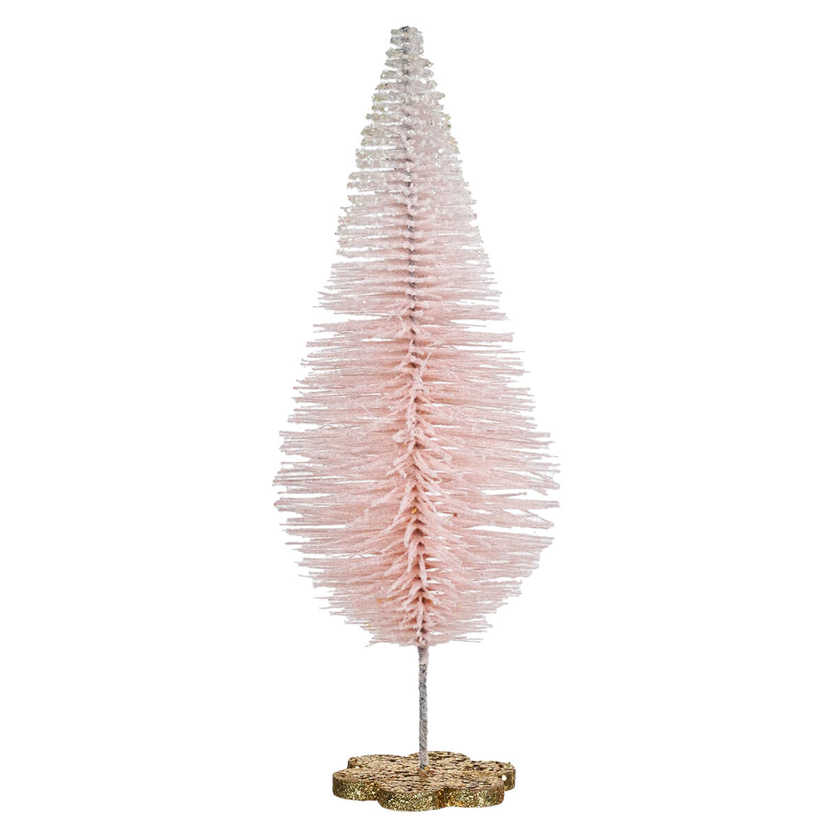Pink Flocked Spiraled Tree With Gold Glittered Base