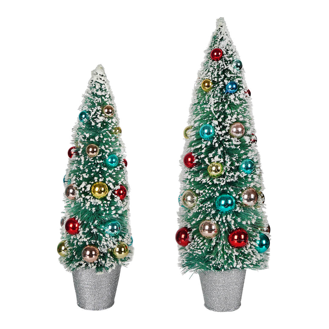 Sisal Trees With Silver Glittered Bases Set/2
