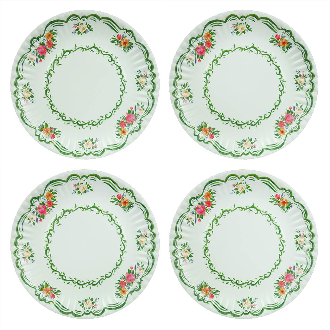 Floral Melamine "Paper" Plates Set/4