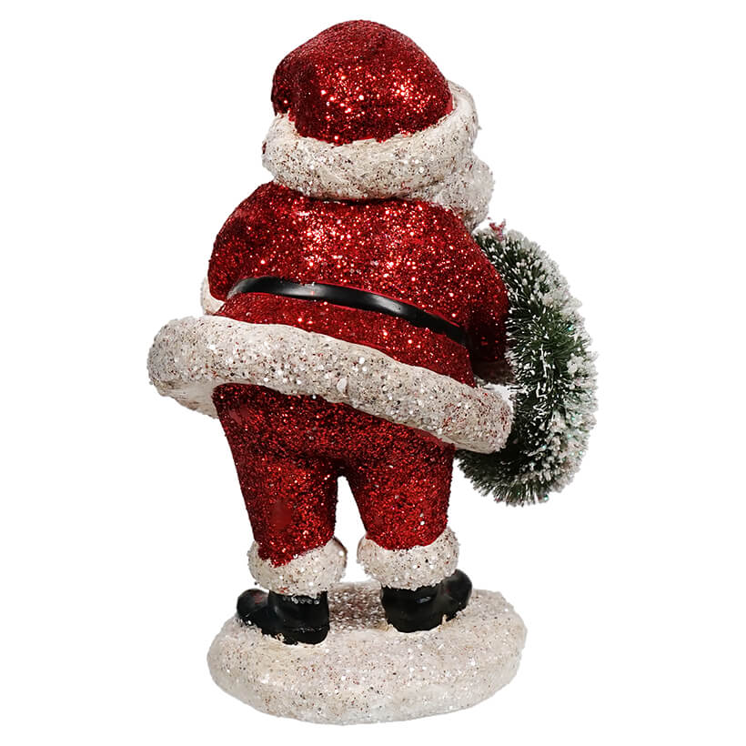 Red Glittered Santa With Wreath