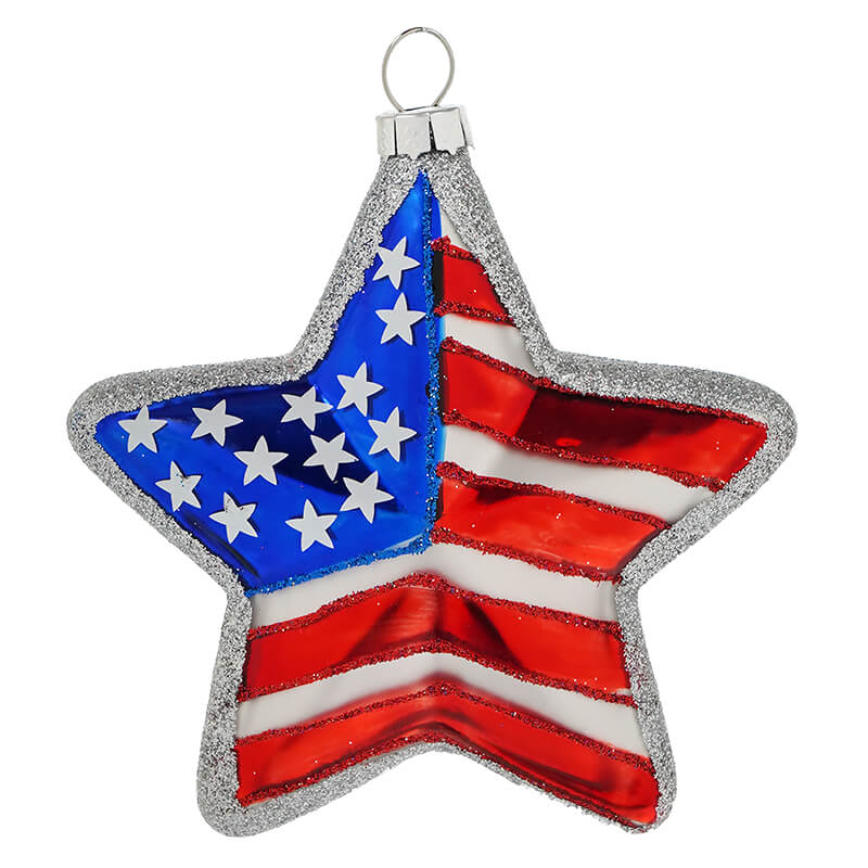 Silver USA Star Ornament