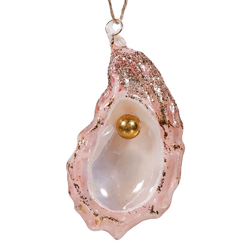 Sparkling Pink Oyster With Pearl Ornament